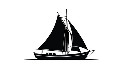 Sailing yacht with black sails on calm waters in minimalist style © Shela