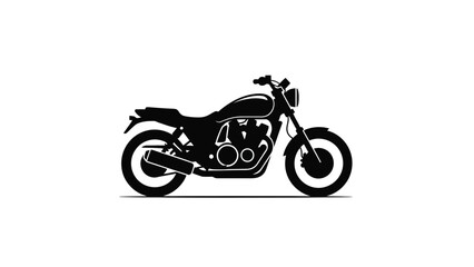 Obraz premium Black motorcycle silhouette with white outline on plain background side view transportation concept