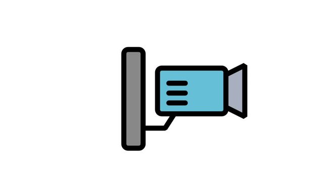 Security Camera Animation Icon. Animated wall-mounted security camera icon for surveillance, safety, monitoring, and digital protection systems concepts.