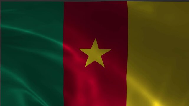 Cameroon Flag. Seamless Looping Animation. Cameroon flag waving in the wind.
