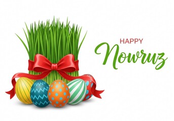 Celebrate nowruz with colorful eggs and fresh grass