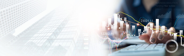 Business analysis, trading concept, Businessman, finance analyst using digital tablet, analyzing...