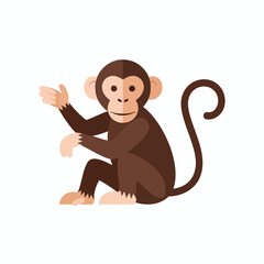 Obraz premium Playful Cartoon Monkey Sitting and Gesturing