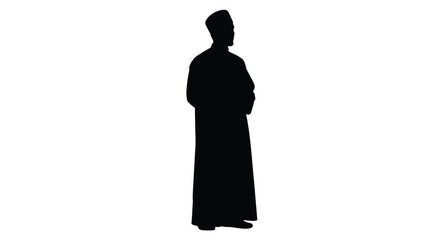 Silhouette of a man in traditional arabic clothing standing upright © Mithon
