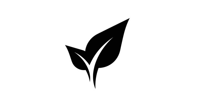 Black leaf icon with a checkmark shape