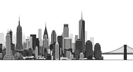 Fototapeta premium New York City skyline with iconic skyscrapers and bridge