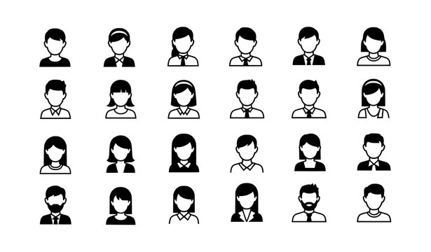 Minimalist user profile vector avatars for business web interface and UI design