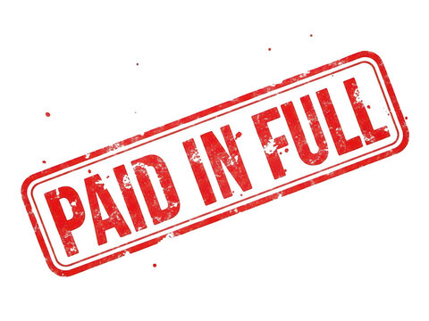Paid in full stamp on white background