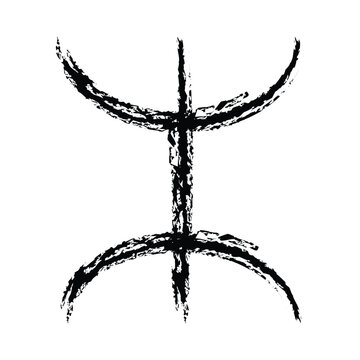 Amazigh Yaz Symbol - Traditional Berber "Free Man" Emblem in Hand-Drawn Sketch Style