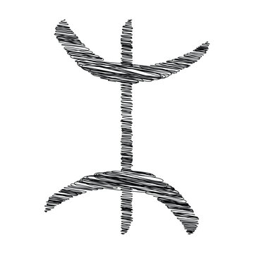 Amazigh Yaz Symbol - Traditional Berber "Free Man" Emblem in Hand-Drawn Sketch Style