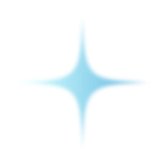 Soft Blue Star Glow Light Effect With Smooth Edges Isolated on a Transparent Background (PNG).