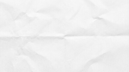 Fototapeta premium White Crumpled Paper Texture with Horizontal Fold and Wrinkles