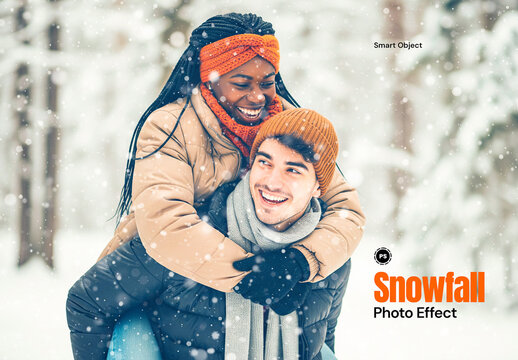 Realistic Snowfall Photo Effect Template