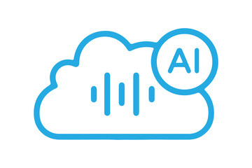 Obraz premium AI Cloud Icon Set, Artificial Intelligence Cloud Computing Symbols, Data Processing Network Storage Icons, Black Green Gradient Technology Vector PNG SVG