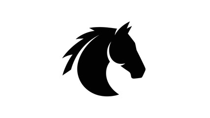 Stylized Black Horse Head Silhouette