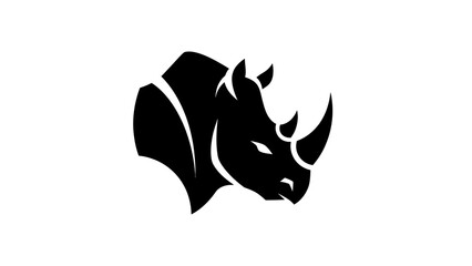 Black Rhino Head Silhouette Logo © filterJU