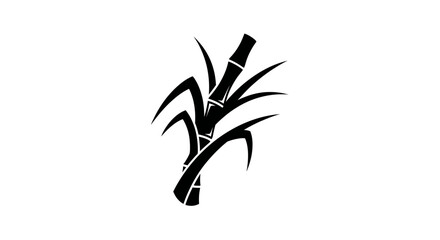 Sugarcane stalk with leaves, black silhouette © filterJU