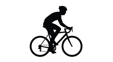 Obraz premium Silhouette of a cyclist riding a road bike against a white background