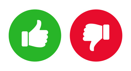 Like dislike icon representing circular positive and negative feedback buttons for user reviews, social media engagement, and voting interfaces