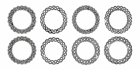 Interlocking circular patterns arranged in a grid formation