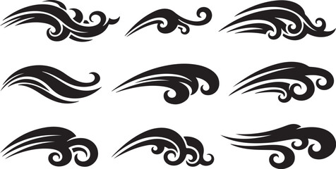 Fototapeta premium Black swirling wave designs on white background