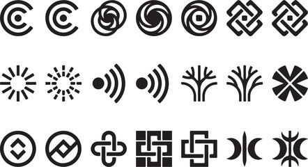 Minimalist modern abstract icons and symbols set &ndash; geometric & wireless design
