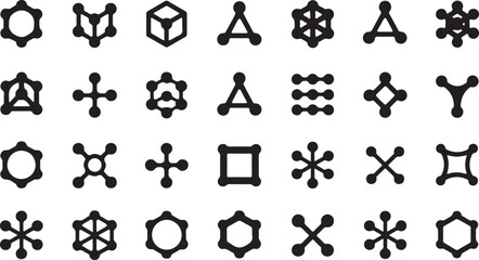 Minimalist black and white geometric pattern icons set