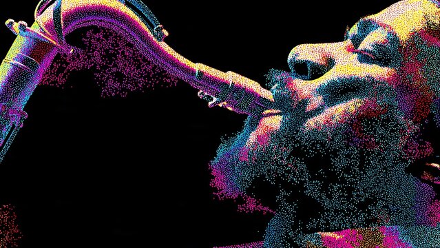 Saxophonist Playing Music with Passion and Expression.,  digital art.