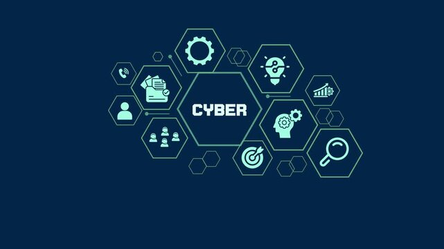 Cyber security and digital privacy protection infographic featuring professional icons for data safety and network defense.
