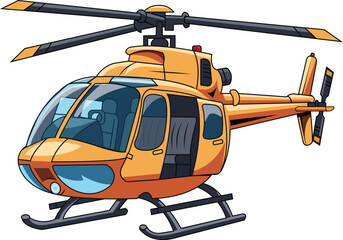 Vibrant Orange Helicopter Illustration