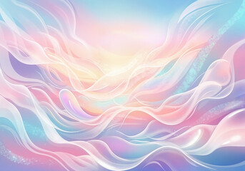 Fototapeta premium Abstract pastel waves blending in soft light with ethereal appearance 