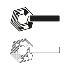 Digital key icon. Tech security Vector. Cyber access symbol. Modern circuit element.