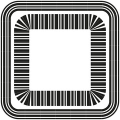 Barcode frame Vector. Black line border. Square stripe pattern. Abstract edge design.