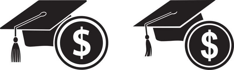 Obraz premium Graduation cap and dollar sign symbols