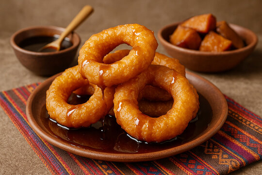 Peruvian dessert speciality of picarones stock photo