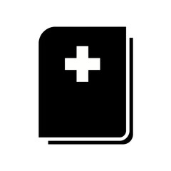 Obraz premium Medical book symbol with a white cross on black cover