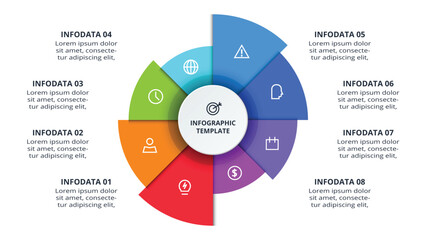 Abstract diagram with 8 steps, options, parts or processes. Vector business template for presentation