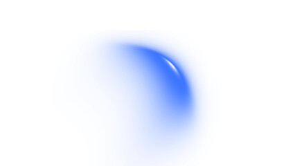 Soft Blue Glow Abstract Shape with Smooth Gradient and Light Reflection Effect on Transparent Background