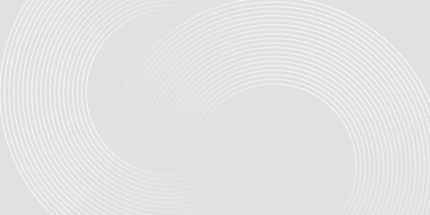 Abstract white glowing geometric lines on gray background. Modern shiny blue circle lines pattern. Futuristic technology concept.