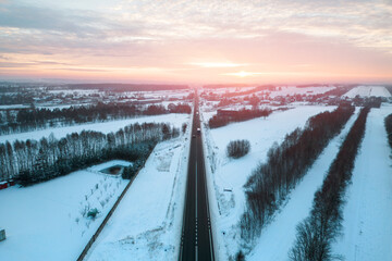 Peaceful Snowy Pathway in Frosty Landscape