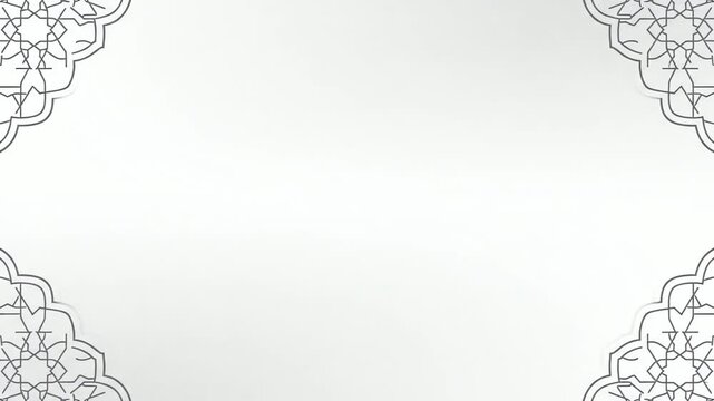 Elegant White Background with Islamic Geometric Patterns in Corners.