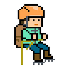 Fototapeta premium Winter Ice Climber Hiker Pixel