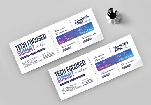 Tech Conference Event Ticket Template Design