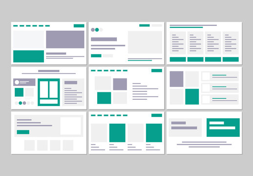 Web Landing Page Wireframe Set for Website Layout Design