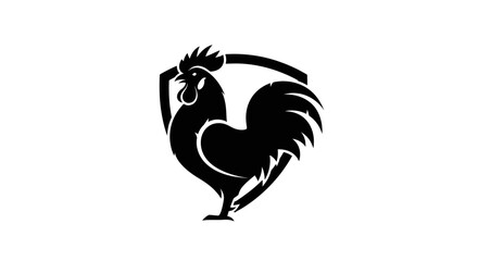 Fototapeta premium Rooster silhouette on shield