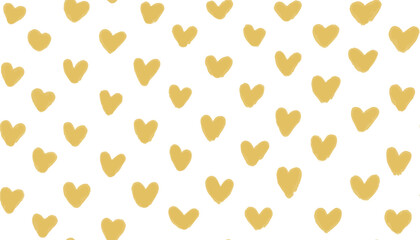 Hearts little seamless pattern hand drawn. Watercolor golden cute doodle symbols on white.