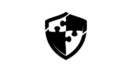 Shield with puzzle pieces logo