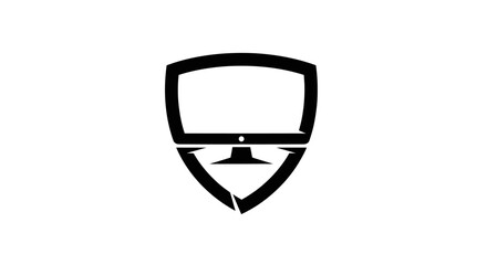 Shield with Computer Monitor Icon