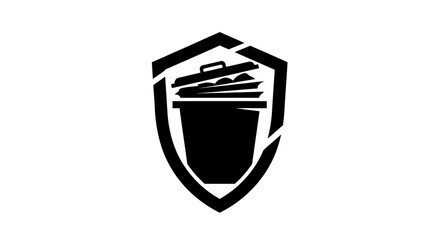 Trash can inside shield logo
