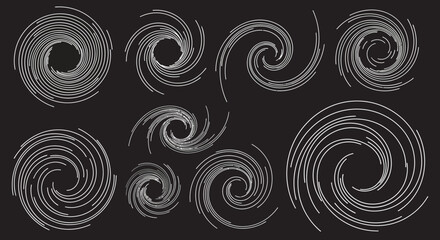 Abstract Spiral Lines Collection on Black